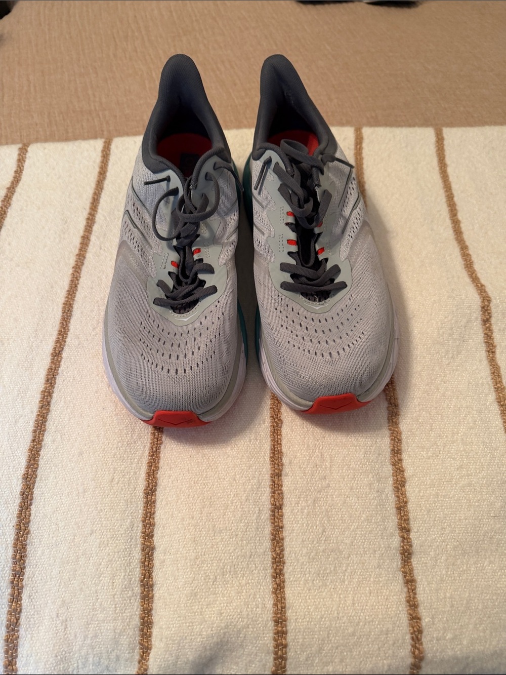 Hoka Men's Running Shoes — Light Gray with Red Accents
